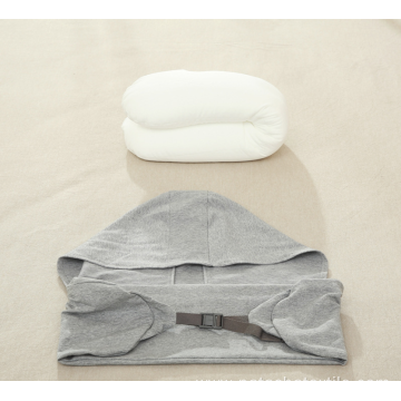 Airplane travel U-shape pillow with hood and blackout